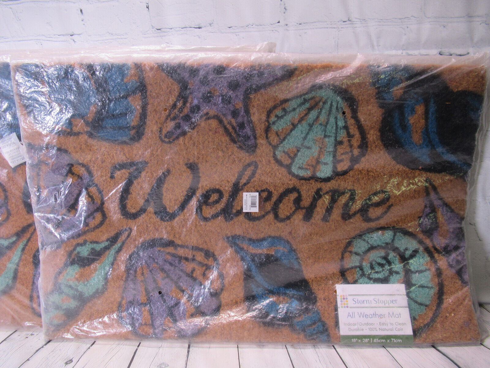Lot of 4 Decorative Seashell Sea Shells WELCOME Entry Mat Doormat 18x28 inch Storm Stopper YMD008898 - фотография #2