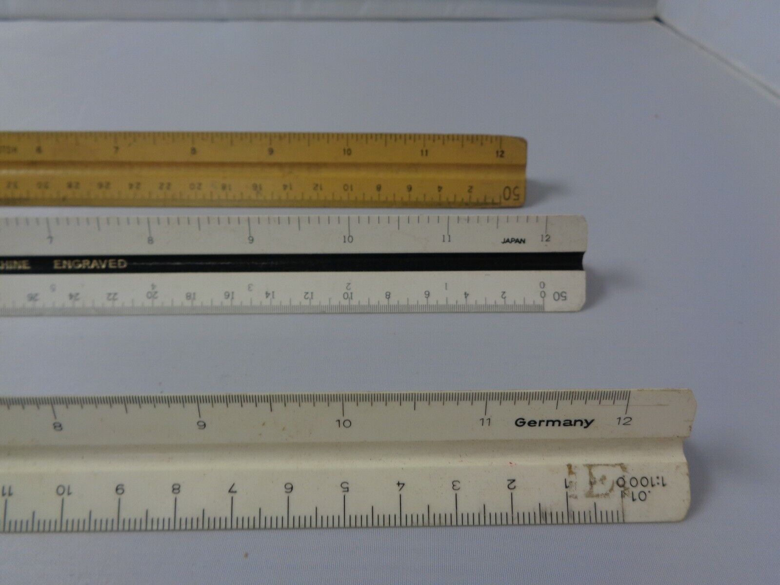 Lot of 3 vintage triangle drafting engineering rulers Alvin Germany and Japan Без бренда - фотография #3