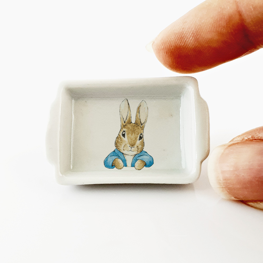 Miniatures Handmade Ceramic Tray Peter Rabbit Bunny Easter Dollhouse Decor Set 3 ThaiMiniatureStore Does not apply - фотография #6
