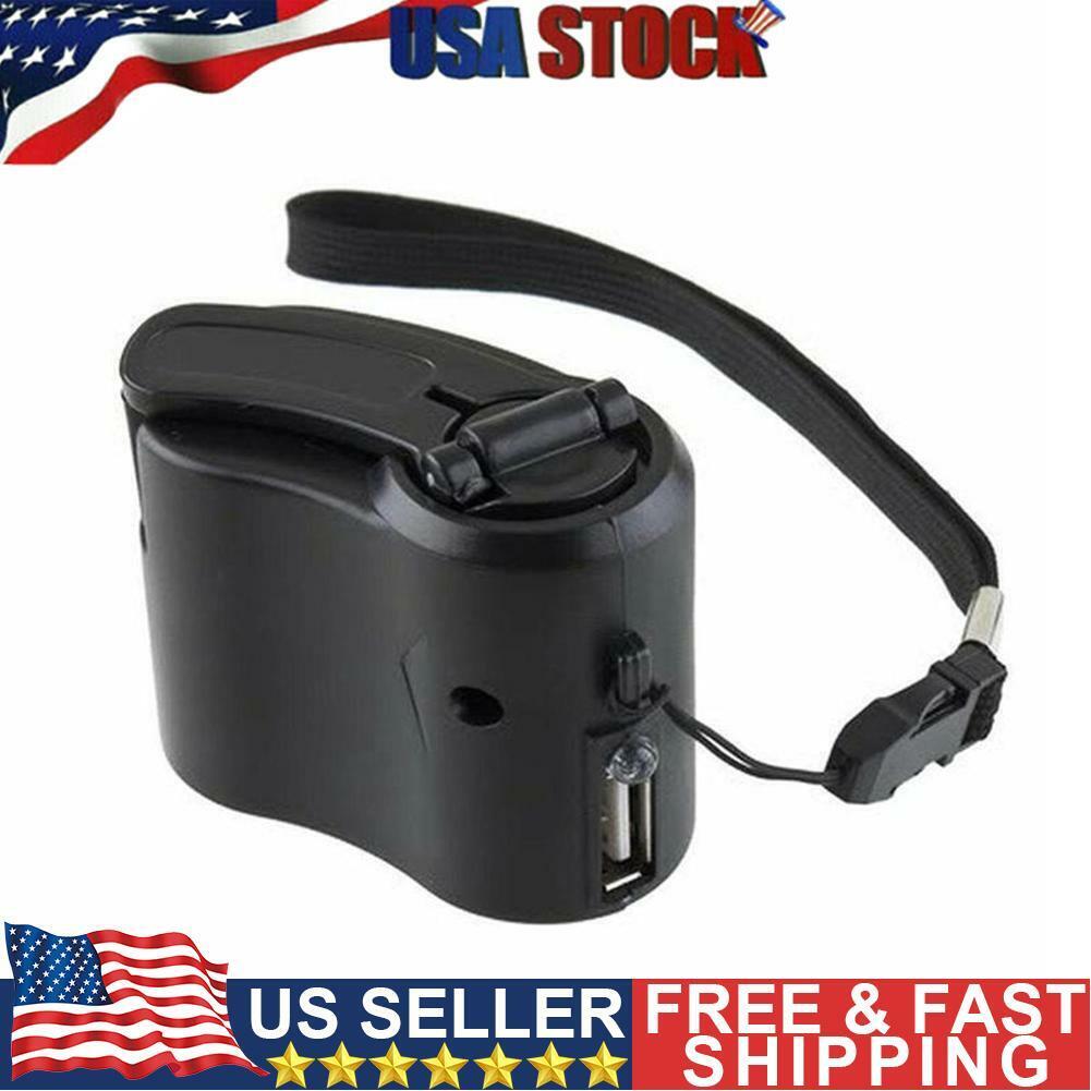USB Phone Charger Emergency Hand Crank Power Generator for Camping (Black) Unbranded Does Not Apply