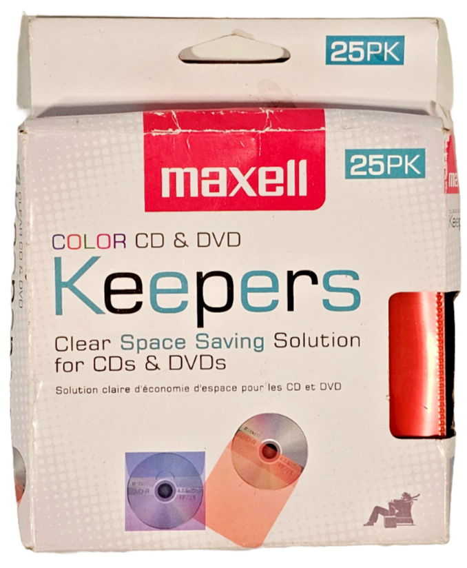 Maxell CD/DVD Keeper Sleeves - Color (25 Pack) - Model CD-KEEPCR 190151 Maxell 190151