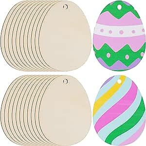  50 Pieces Wooden Cutout Easter Egg Ornaments Egg Wood DIY Crafts 3 inch Does not apply Does Not Apply - фотография #9