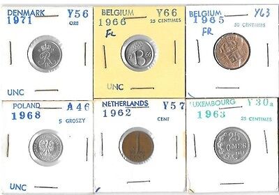 6 Coins Belgium FR, Luxembourg, Denmark, Netherlands, Poland-Various Yrs & Denom Без бренда