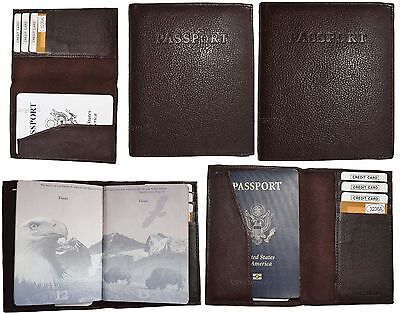 Lot of 5 New Leather passport cover, Brown Unbranded international passport case Unbranded