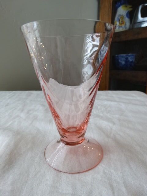 Vintage Set of 4 Morgantown Glass Pink Festoon/Drape Optic 10 oz Footed Tumblers Morgantown N/A - фотография #4