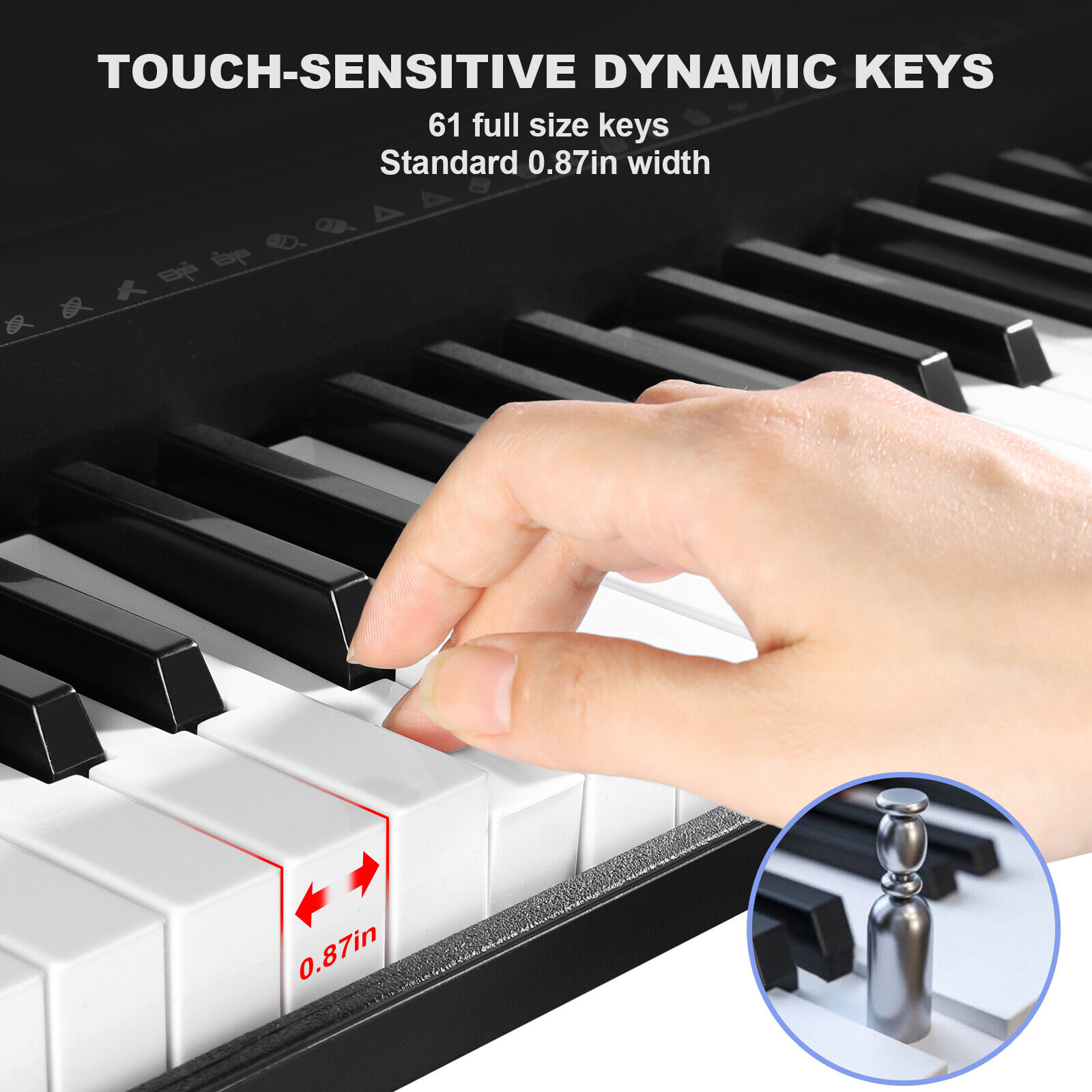 Electronic Semi-Weighted Digital Piano Keyboard 61Key w/Stand Headset Microphone Mustar F600 - фотография #7