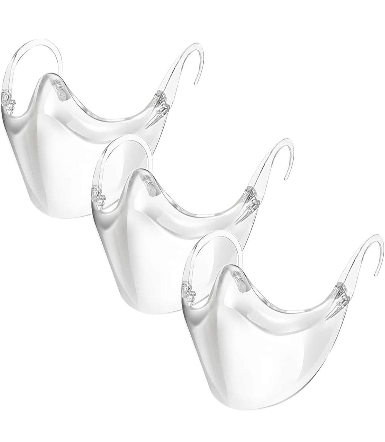 3Pcs Clear Face Mask Cover 3D Durable Shield Reusable Transparent Plastic Mask Unbranded Does Not Apply