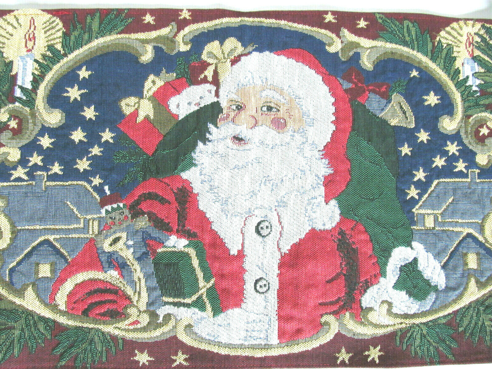 2 Christmas Tapestry Table Placemats Santa Claus W/ Toy Bag Holiday Canvas O Unbranded