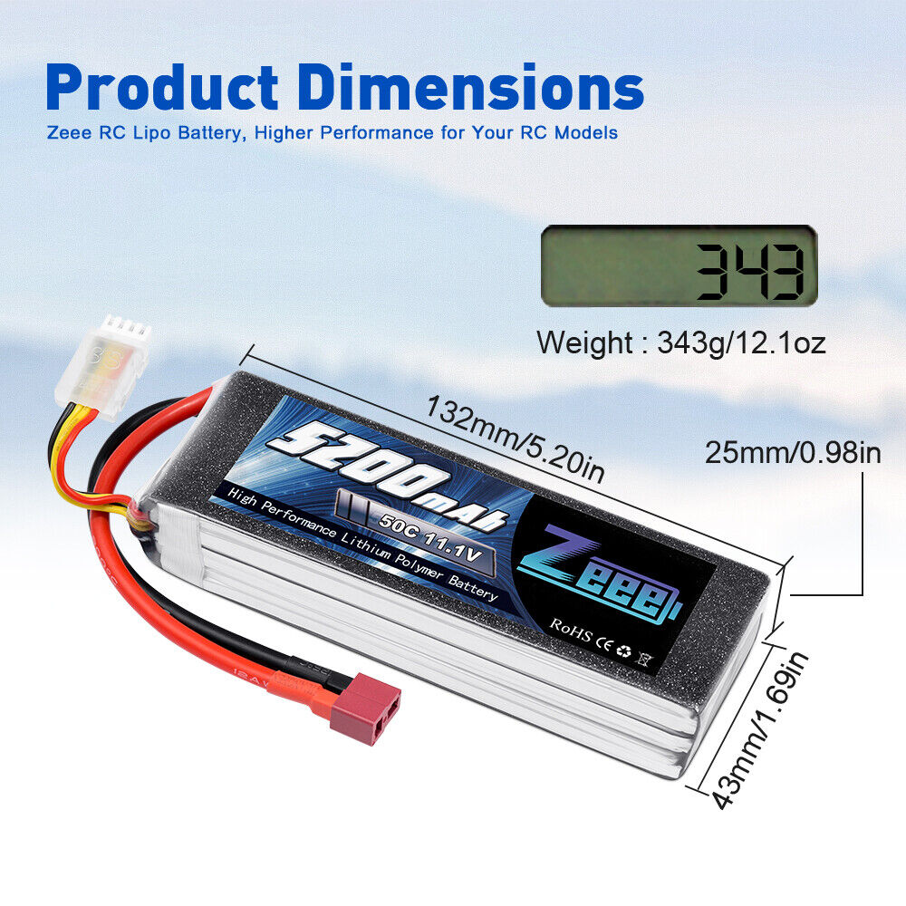 2PCS Zeee 11.1V 5200mAh 50C 3S LiPo Battery Deans for RC Car Helicopter Airplane ZEEE Does Not Apply - фотография #4