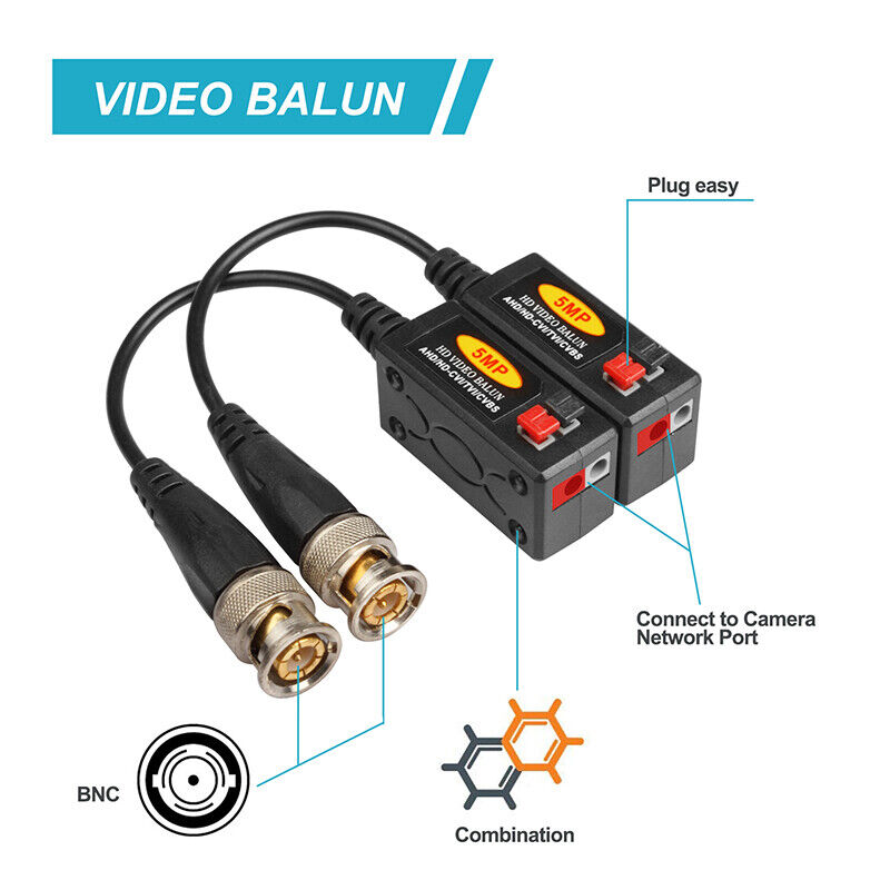 20Pair Passive HD BNC Video Balun Transceiver Transmitter AHD/TVI/CVI/CVBS Cable Unbranded Does not apply - фотография #4