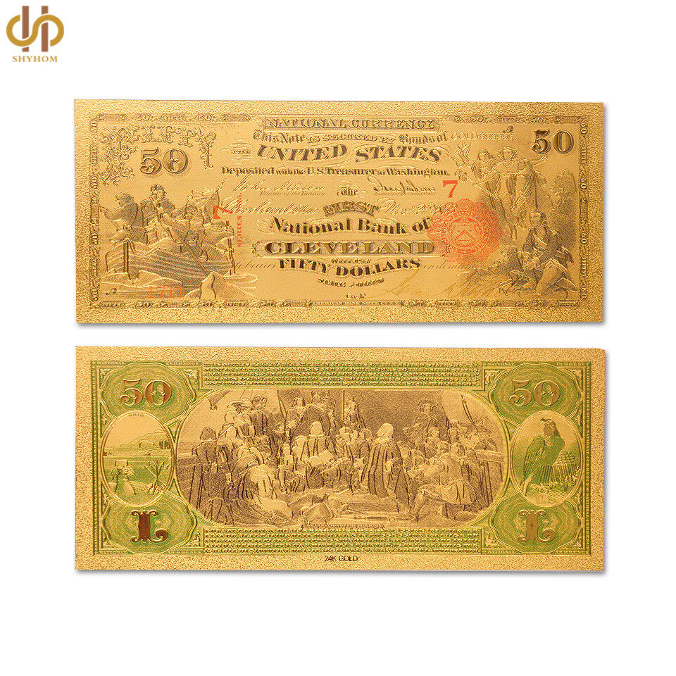 10PCS USA $50 Dollar Gold Banknote Certificate 1875 Federal Bank Note Collection Без бренда - фотография #3