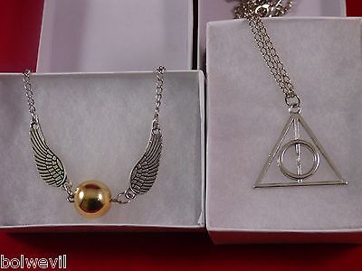 Harry Potter Snitch Wing Bracelet + Deathly Hallows Silver Necklace Free Ship Unbranded