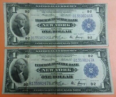 ✰ 1918 $1 Bill Lot 5 SEQUENTIAL Consecutive HORSEBLANKET Federal Reserve Notes ✰ Без бренда - фотография #4