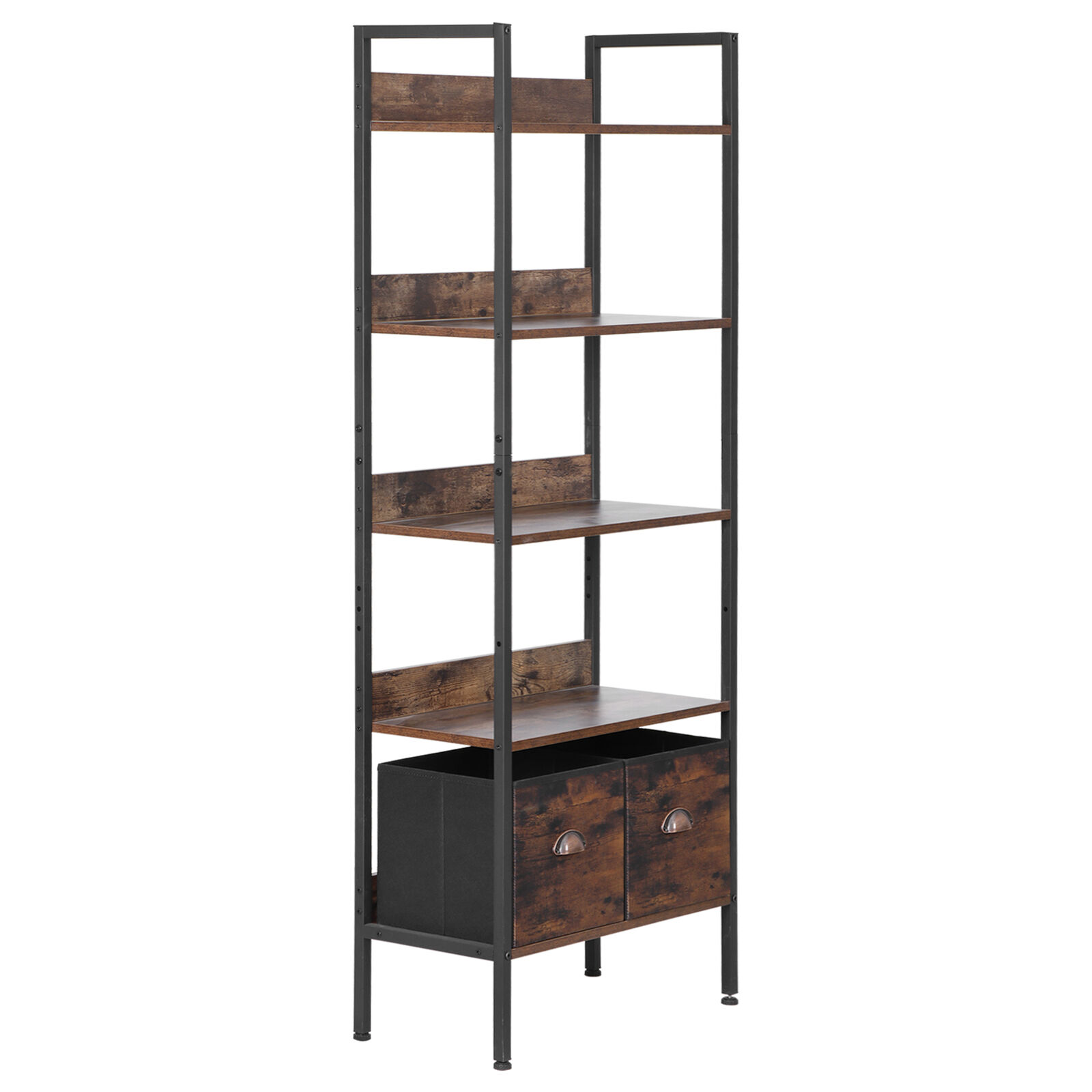 5-Tier Bookcase Modern Open Bookshelf Free Standing Storage Rack Rustic Brown Segawe H01-3486 - фотография #12