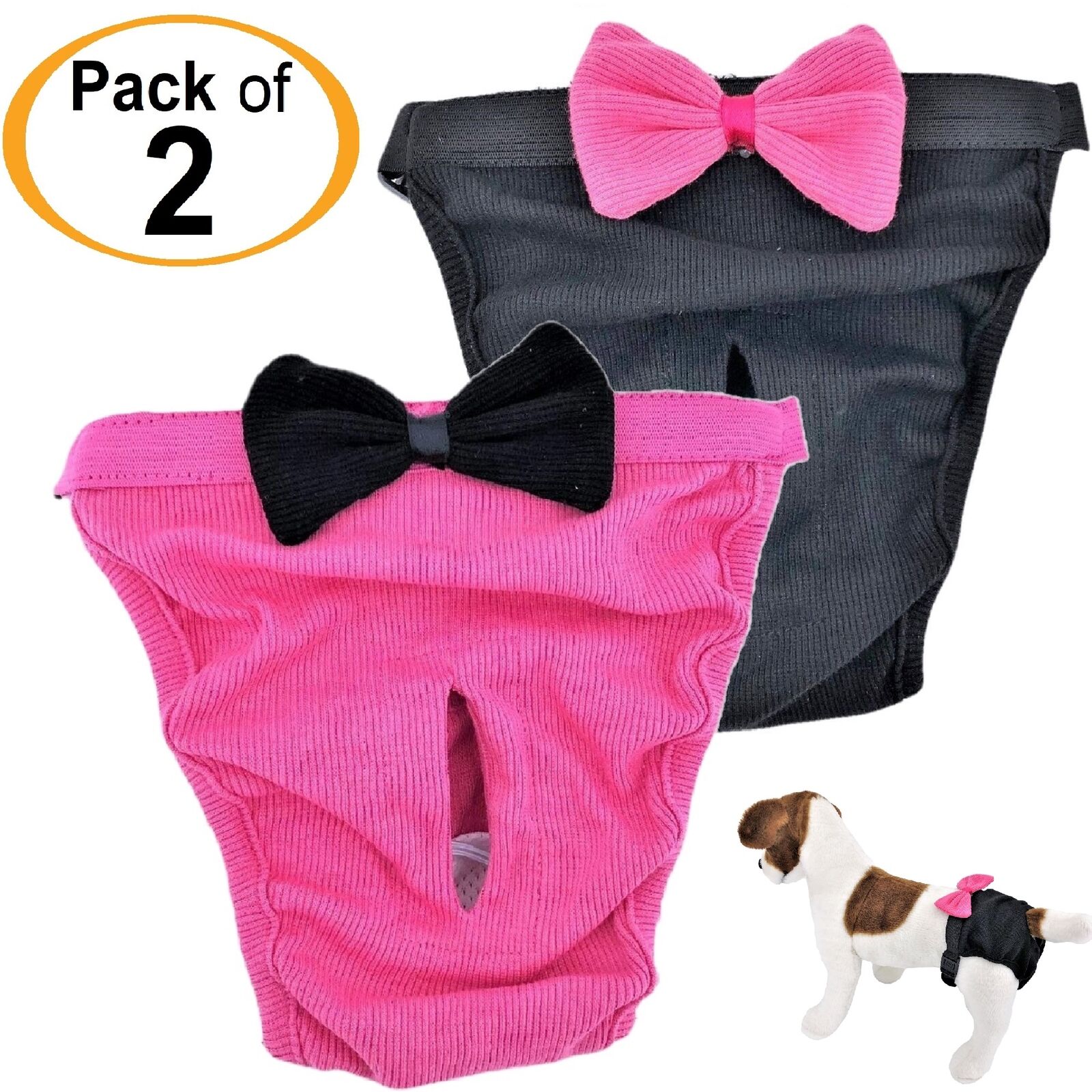 PACK- 2 Dog Diapers Female Cat Girl SMALL and LARGE Pets 100% Cotton Pink Black FDC®