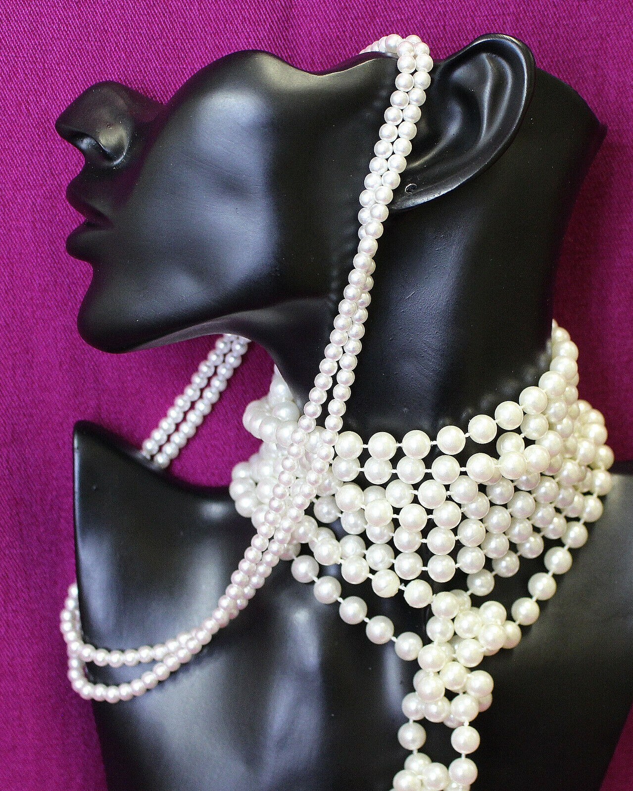 Bulk Lot 2 Faux Pearl Necklaces Craft Market Stall Dress Up Decorations VG 0321  Unbranded - фотография #4