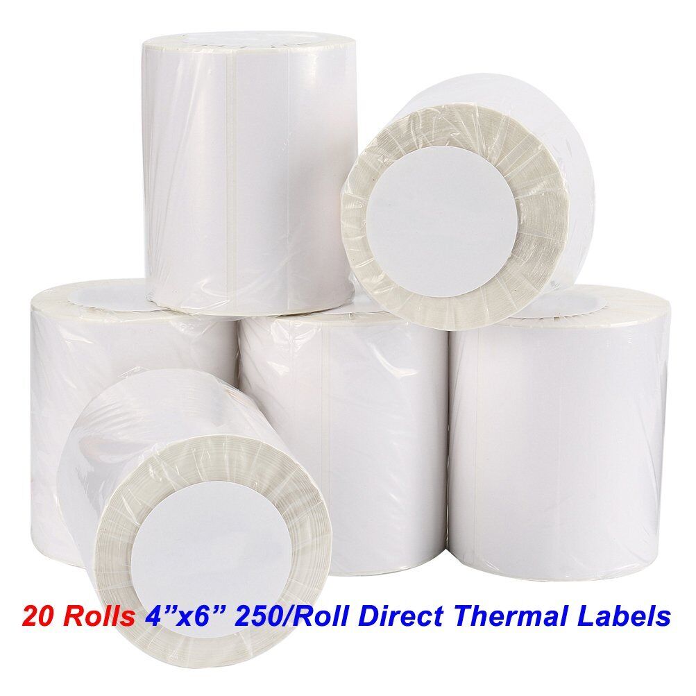 20 Rolls Direct Thermal Shipping Labels 250/Roll 4x6 For Zebra 2844 ZP450 Eltron Does not apply Does not apply