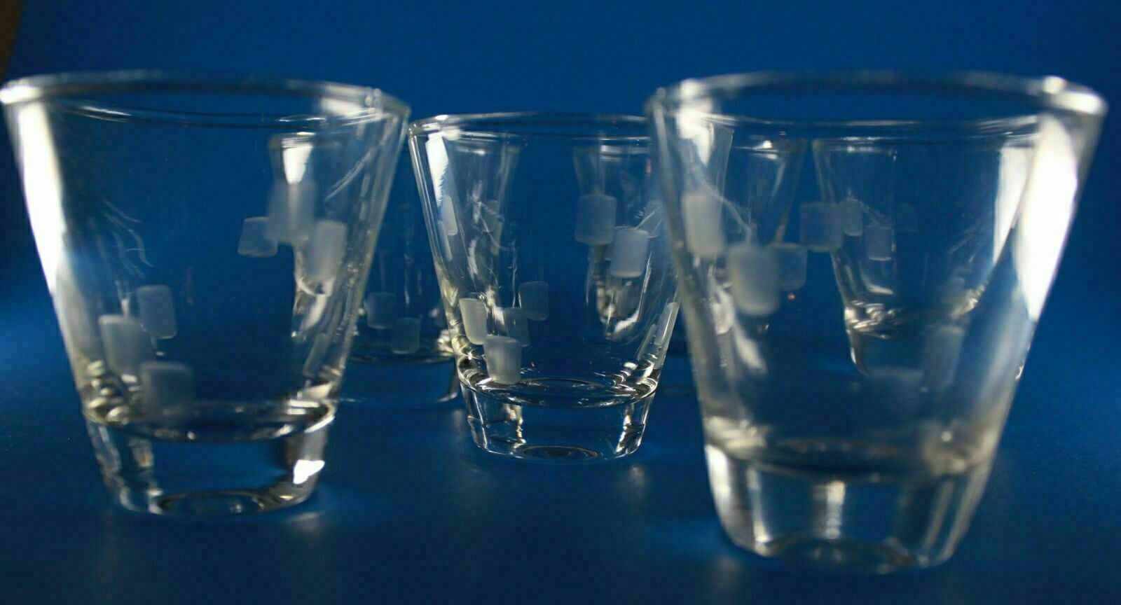 Cocktail Glasses Retro Mid-Century Modern Etched Glass Minimalist Design Lot 6 Без бренда - фотография #9