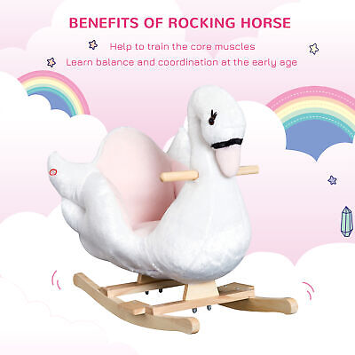Qaba Plush Kids Ride On Toy Rocking Horse Swan Style Animal Rocker Seat Gift Qaba US330-0800141 - фотография #7
