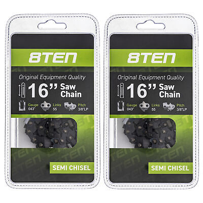 Chainsaw Chain for Stihl MS170 MS180 017 019 023 16 Inch .043 3/8 LP 55DL 2 Pack 8TEN 810-CCC2220H