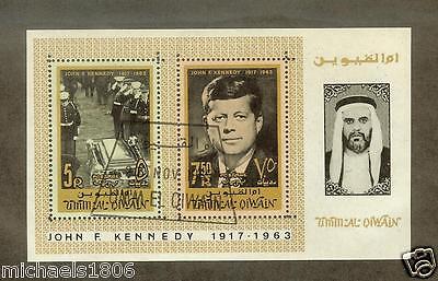 Umm al Qiwain -1964- John Kennedy Memorial - TWO Souvenir CTO/MNH Sheets for $1 Без бренда