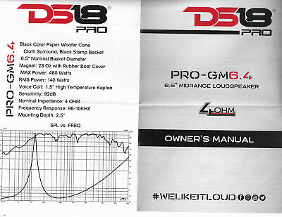 2 Pack DS18 PRO-GM6.4 6.5" Midrange Speakers 4 Ohm 960W Max Mid Range Pair DS18 PRO-GM6.4-(2Boxes) - фотография #7