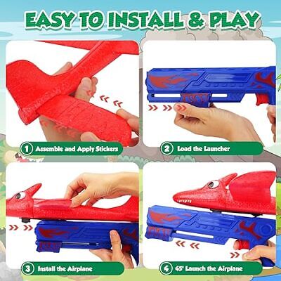 Dinosaur Airplane Launcher Toys for Boys: 3 Pack Dino Foam Airplanes Outdoor  Does not apply Does Not Apply - фотография #4