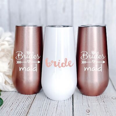 Bride to Be Champagne Flute | 6 oz Bridesmaid Stainless Steel Wine Tumblers |... Heather & Willow Does not apply - фотография #3