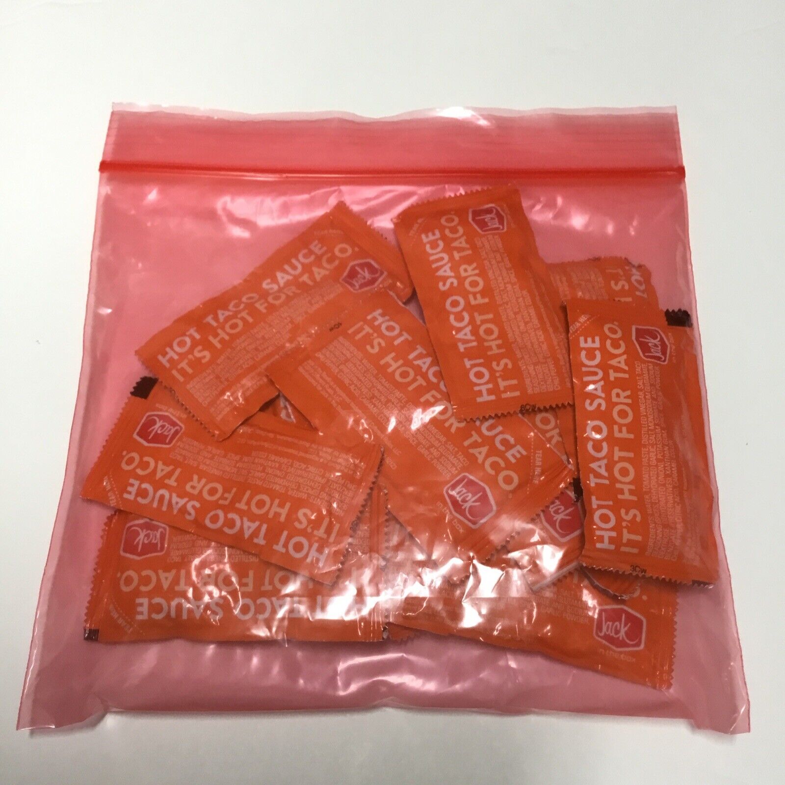12 Lot Jack In The Box Hot Taco Sauce Packets New Ready To Ship TACO BELL - фотография #3