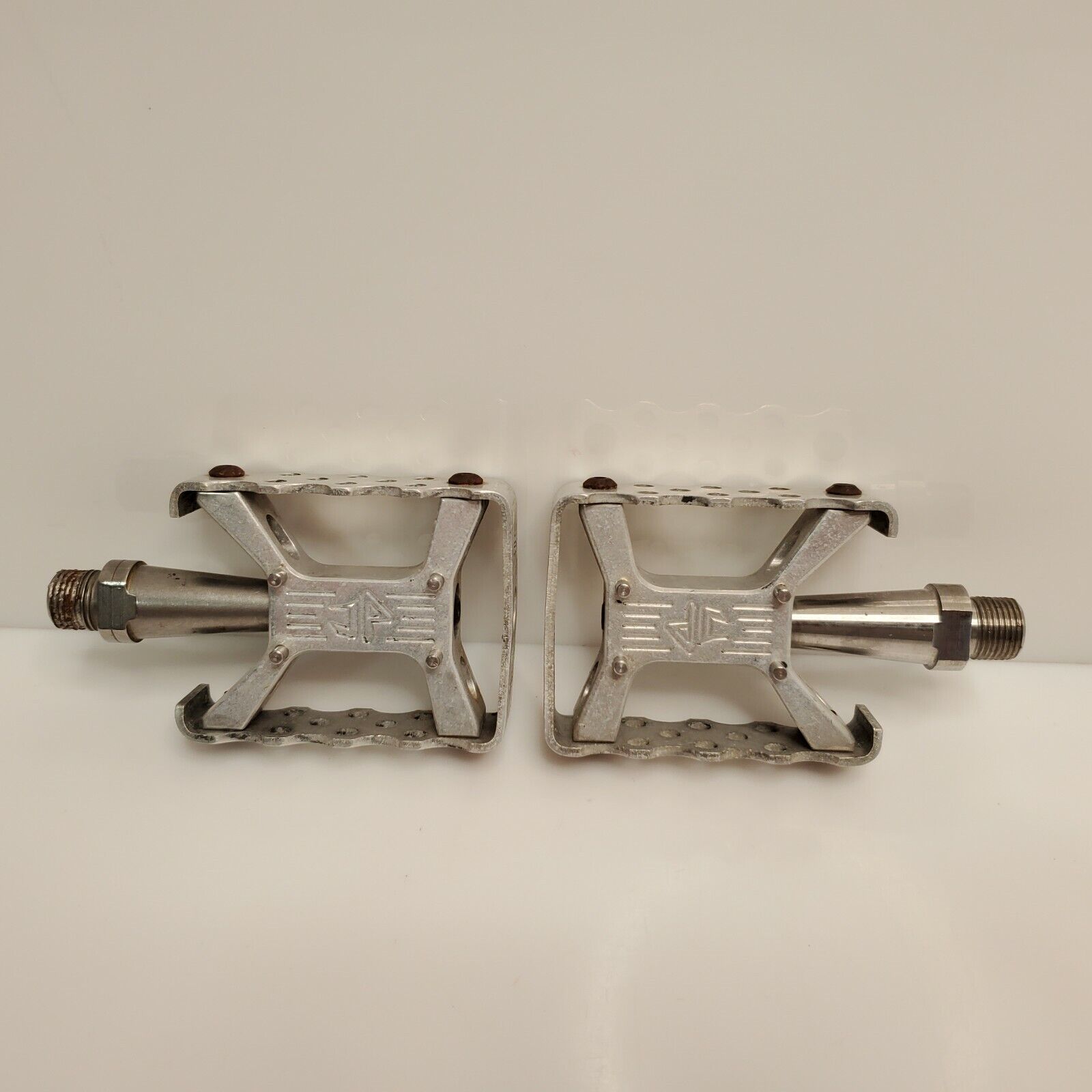 Rare Vintage JP BMX Racing Junior Platform Pedals 9/16" Silver Titanium USA jp Does Not Apply - фотография #5