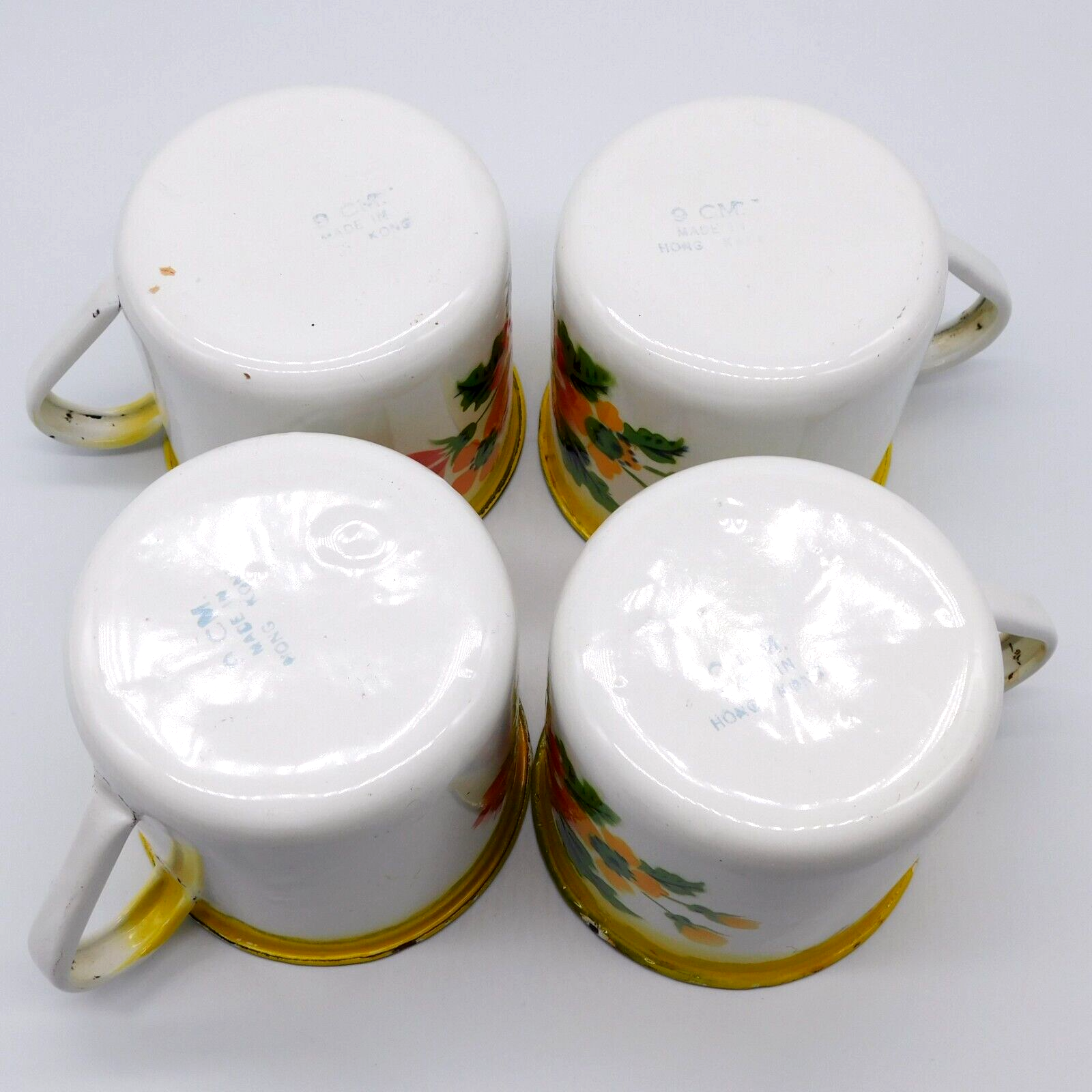 VTG 14 pc Metal Rossini Enamel Ware Floral Set 2 plates 8 bowls 4 cups Hong Kong Rossini - фотография #18