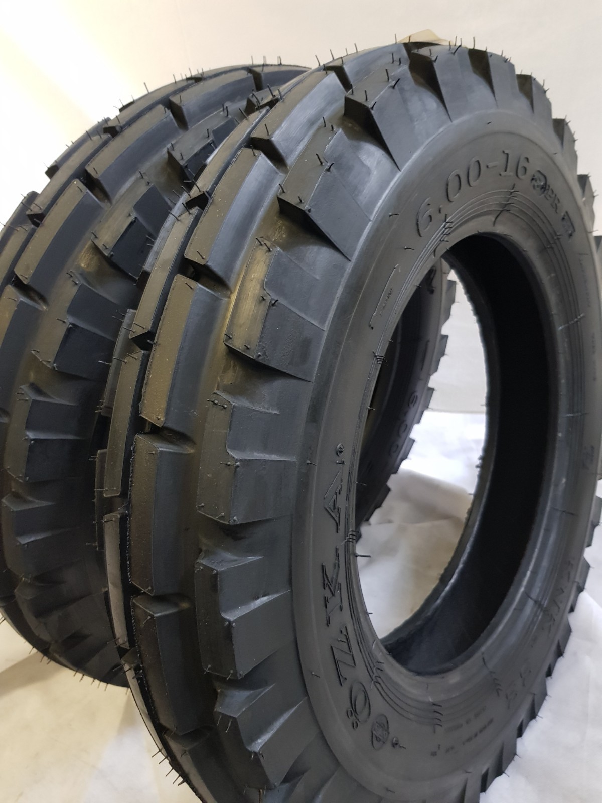 6.00x16, 6.00-16 (2 TIRES + 2 TUBES) 8 PLY ROADCREW KNK-33 4-Rib Farm Tractor Road Warrior 12165560016KNK33