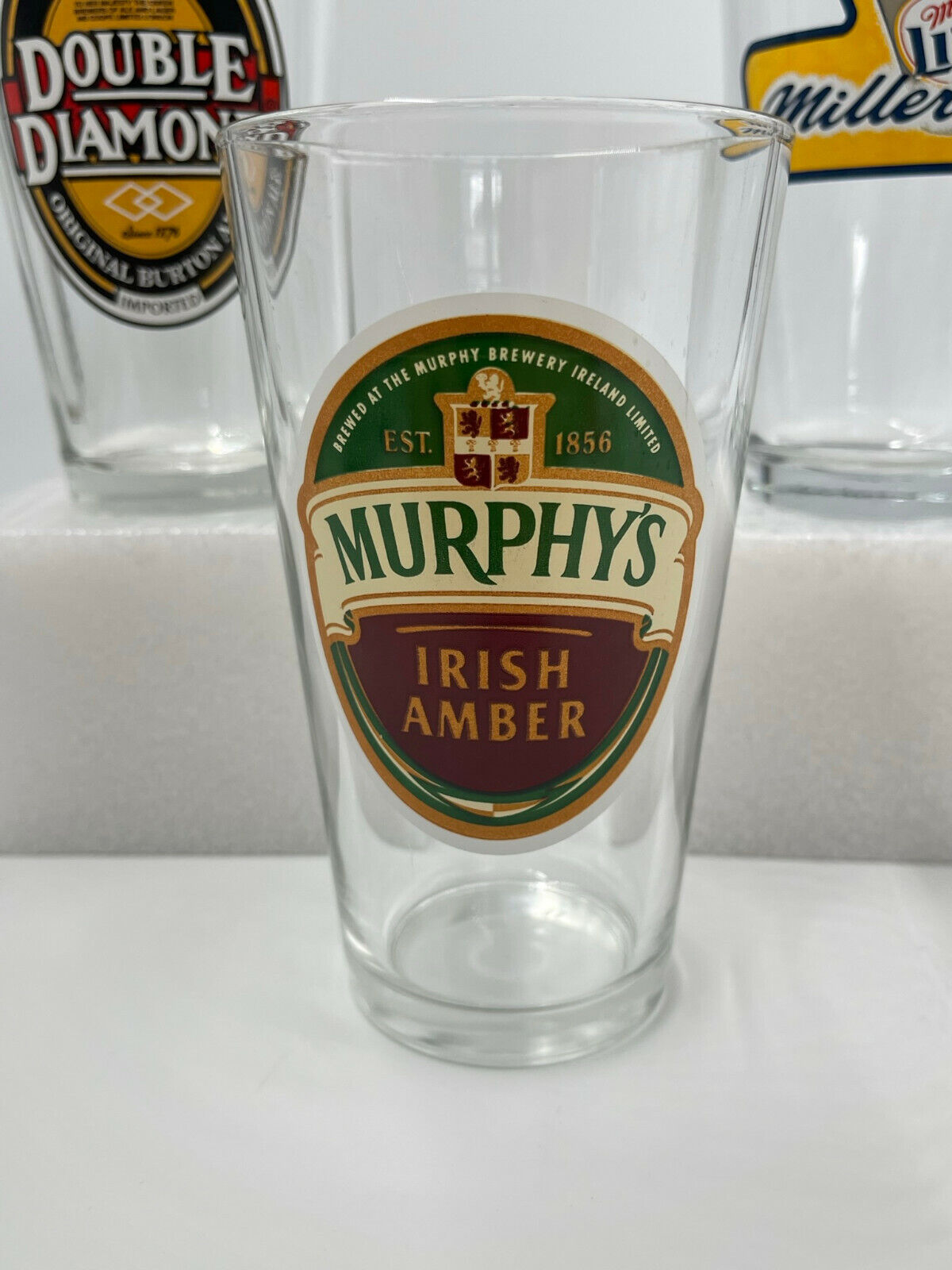 Beer Glasses Set of 3 Miller Time Double Diamond Murphy's Lite Burton Ale Irish Miller Lite - фотография #2