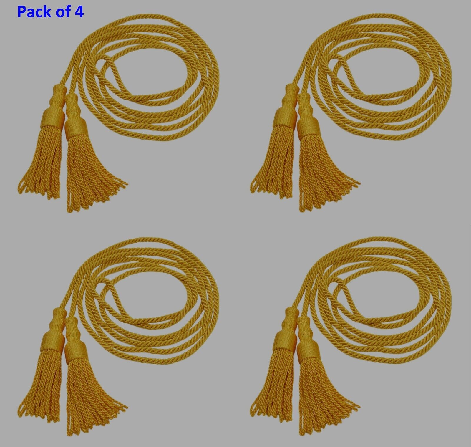 4-pk Tassel for Flag Banner 108" Spread 5/16" Cord + Two 5" Tassels Bullion Gold DecoPro