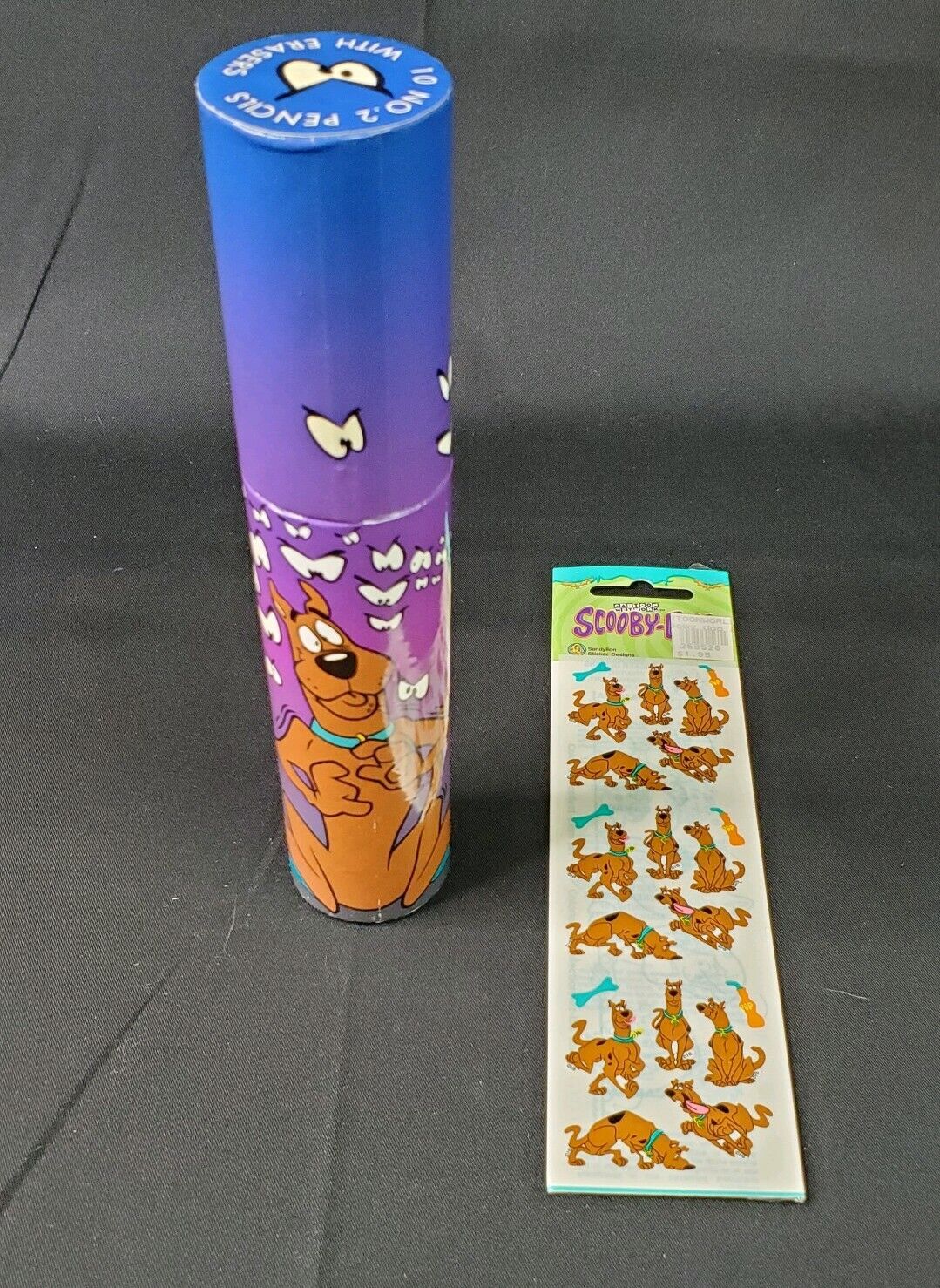 1998  Cartoon Network Scooby vintage  Doo Stickers WB  Pencils  with case lot 2 Warner Bros. - фотография #2