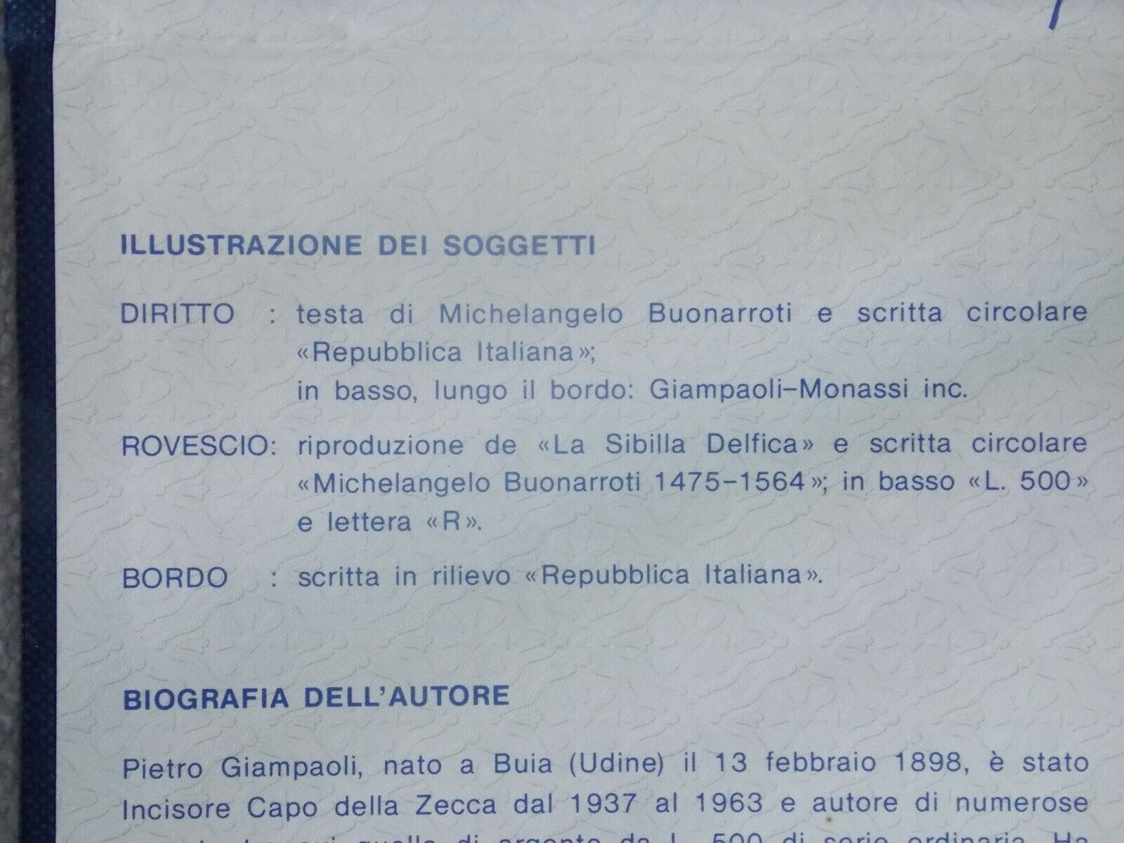 Italy Commemorative Honoring Michelangelo500 Lire Proof and 10,000 Lire banknote Без бренда - фотография #2