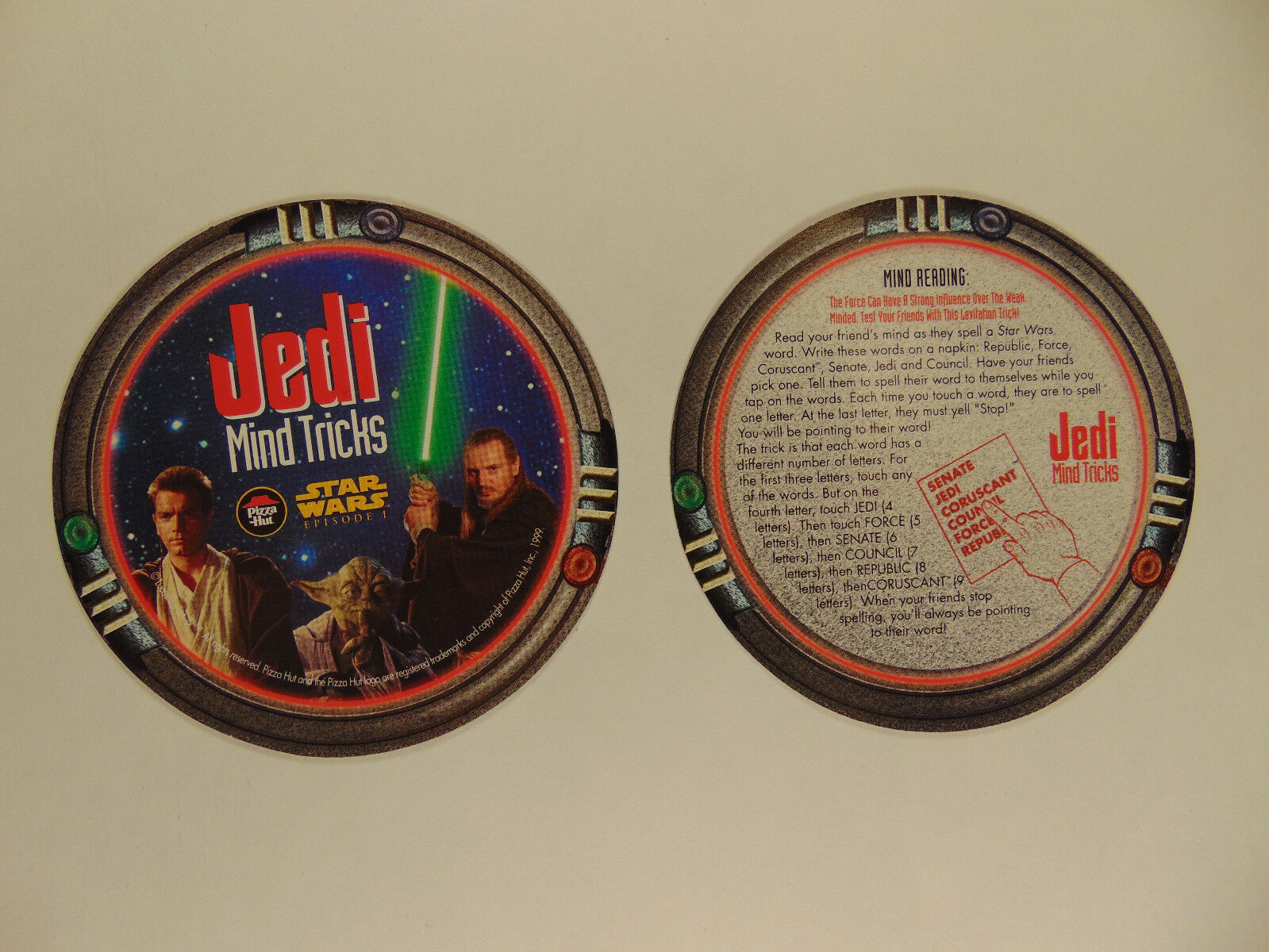 Star Wars episode 1 Pizza Hut tie-in coasters (Jedi Mind Tricks) 1999 (set of 5) Без бренда - фотография #6