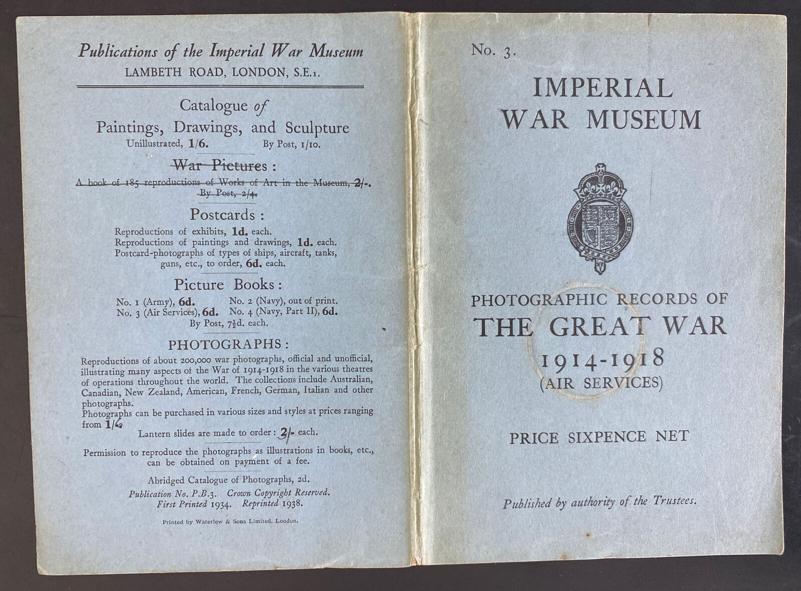 Imperial War Museum Information WWI Booklet Picture Book No 3 Air Services Без бренда