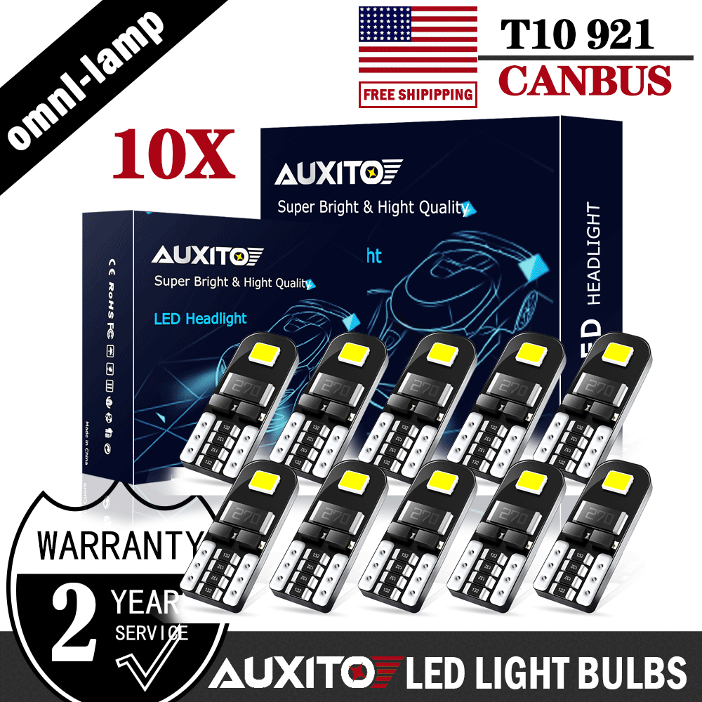 AUXITO 10x T10 194 2825 LED Light Bulb 168 White Super Bright Canbus Error Free AUXITO