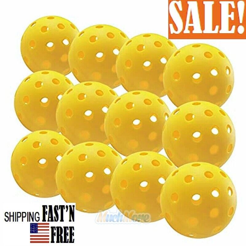 Outdoor Pickleball Balls Standard 40 Holes Tournament Meet USAPA 12 Pack Yellow Unbranded Does not apply