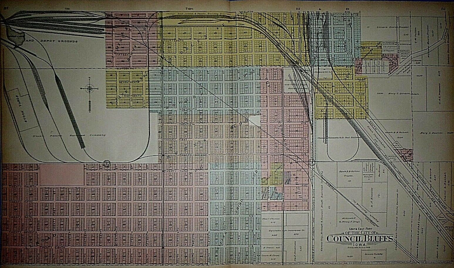 Rare Set of 7 Plat Maps ~ 1902 CITY of COUNCIL BLUFFS, IOWA ~ Original Authentic Без бренда