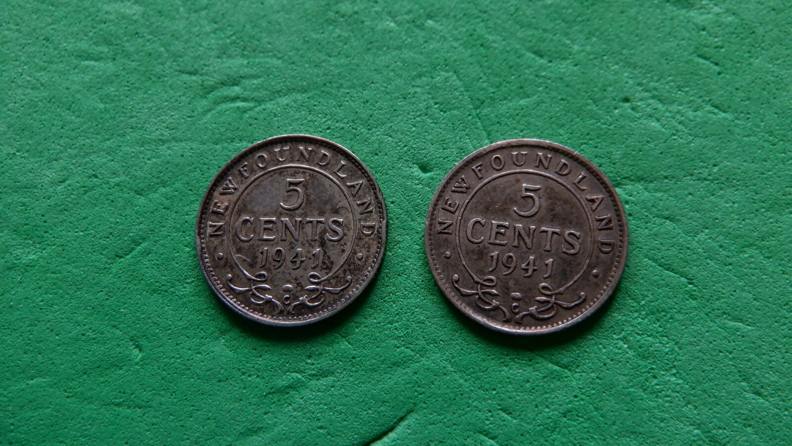 2 COINS NEWFOUNDLAND SILVER 5 CENTS 2x1941-C STERLING .925 SILVER 5 CENTS Без бренда - фотография #2