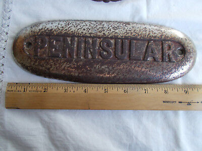 Vintage PENINSULAR NAME PLATE EMBLEM lot of 2 chrome rusty 9.5x3.5" & 8.5x2.75" Peninsular Peninsular - фотография #5