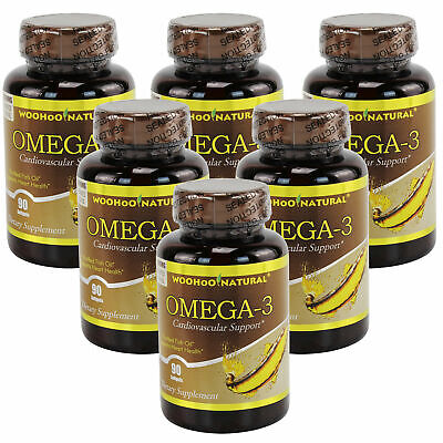 6x Nature Omega-3 Purified Fish Oil DHA EPA 90 Softgels FRESH Made In USA WooHoo Natural 090_2x6