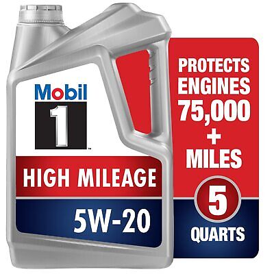 High Mileage Full Synthetic Motor Oil 5W-20, 5 Quart Mobil 1