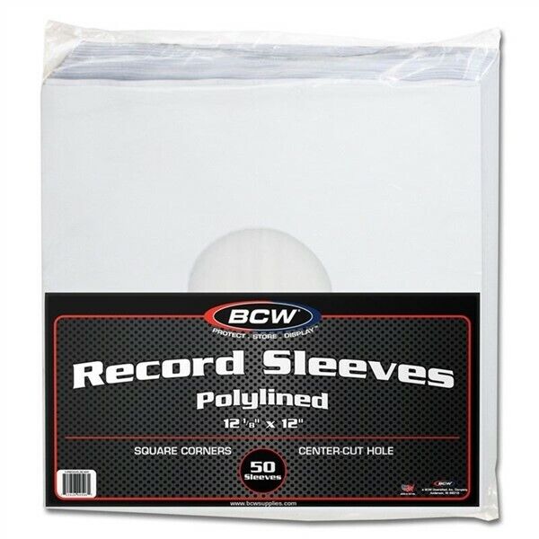Pack of 50 BCW Polylined Paper 33RPM LP Album Record Inner Sleeves poly lined BCW prs33-pl-sc-wh