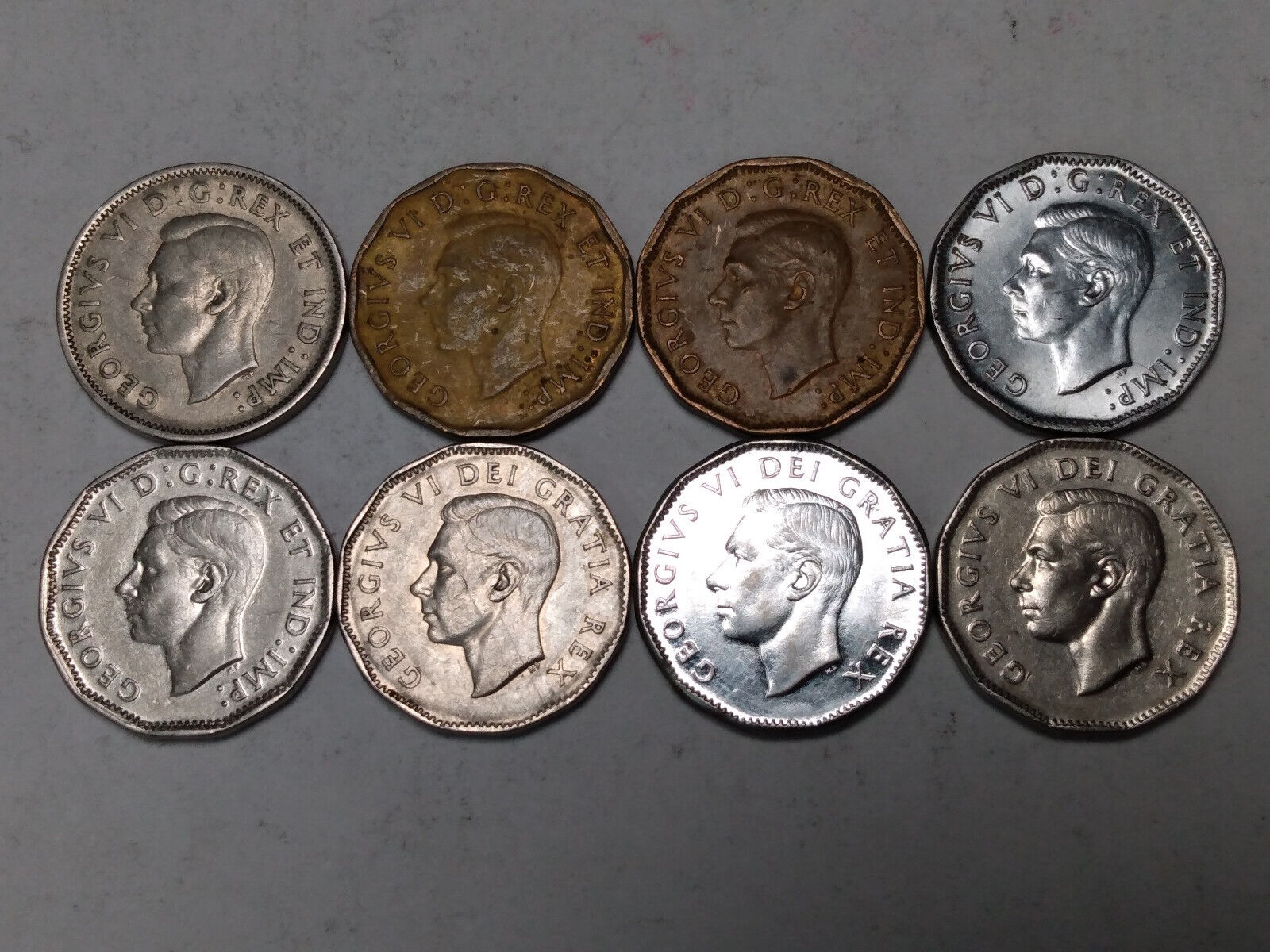 Type Set 8x Canada 5 Cents - Only KGVI Dates - Canadian Nickels Без бренда - фотография #4