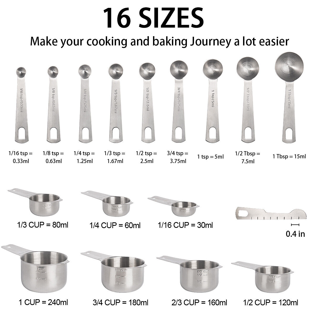 20PCS Measuring Cups Measuring Spoons Set Food-Grade Stainless Steel Measure Cup TQS Does not apply - фотография #3