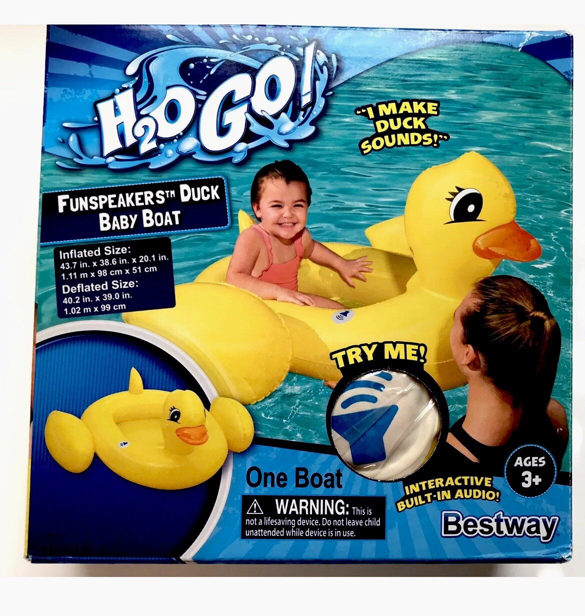 BESTWAY H2OGO FUNSPEAKERS DUCK BABY BOAT FLOAT BUILT IN SPEAKER DUCK SOUNDS Bestway H20 To Go