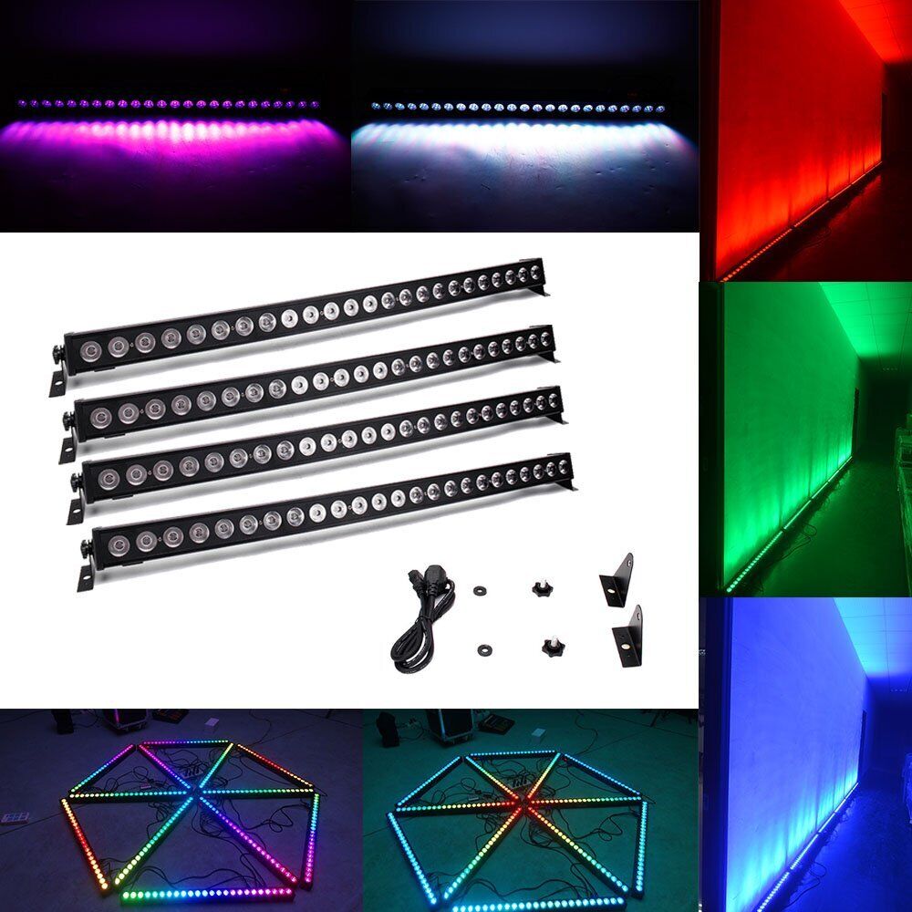 4pcs RGB 24*3W LED DMX Light Bar Show Party Disco DJ Stage Lighting Wall Washer U`King Does Not Apply